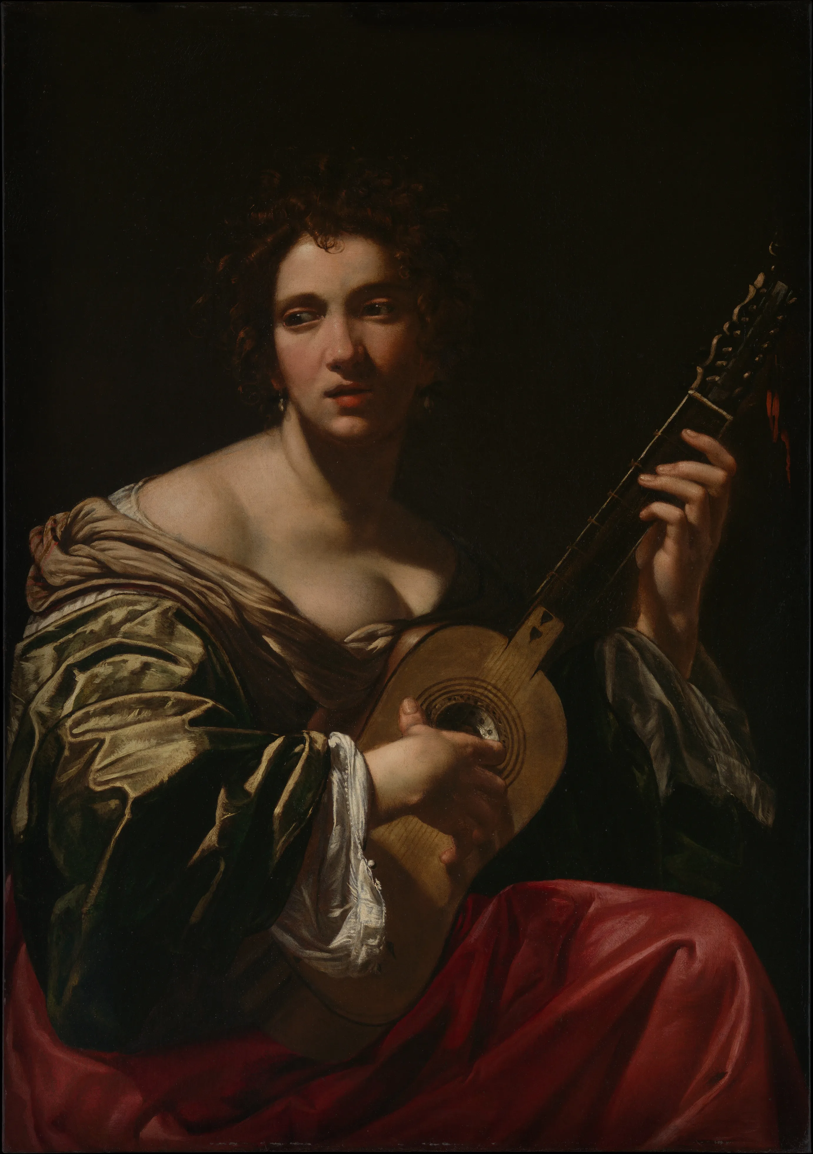 Woman Playing a Guitar, Simon Vouet